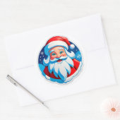 Cheerful Santa Claus ラウンドシール (封筒)