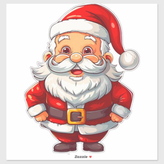 Cheerful Santa Claus Cartoon Character シール (シート)