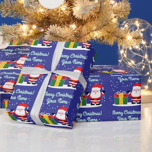 Cheerful Santa Claus cartoon with gift Christmas ラッピングペーパー (クリスマス)