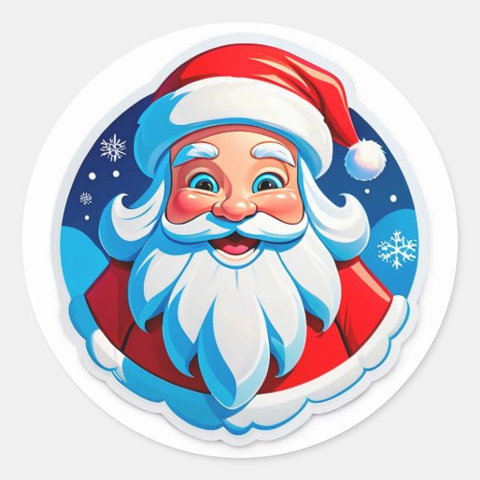 Cheerful Santa Claus Christmas Holiday Decor ラウンドシール (正面)
