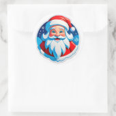 Cheerful Santa Claus Christmas Holiday Decor ラウンドシール (バッグ)