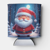 Cheerful Santa Claus In Snowy Forest 缶クーラー (正面)