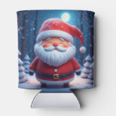 Cheerful Santa Claus In Snowy Forest 缶クーラー (裏面)