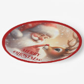 Cheerful Santa Claus Rudolph Christmas Plates ペーパープレート (アングル)