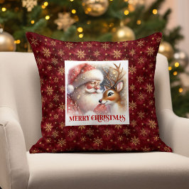 Cheerful Santa Rudolph Xmas Pillow Holiday Smiles  クッション