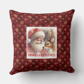 Cheerful Santa Rudolph Xmas Pillow Holiday Smiles  クッション (裏面)