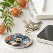 Cheerful Schnauzer William Morris Inspired Floral キーホルダー (側面)