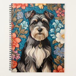 Cheerful Schnauzer William Morris Inspired Floral プランナー手帳