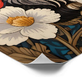 Cheerful Schnauzer William Morris Inspired Floral ポスター (角)