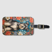 Cheerful Schnauzer William Morris Inspired Floral ラゲッジタグ (正面横)