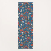 Cheerful Skeletons And Red Roses Denim Blue ヨガマット (正面)