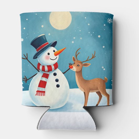Cheerful Snowman and Reindeer 缶クーラー (裏面)