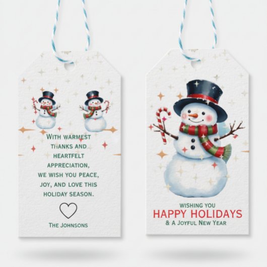Cheerful Snowman Christmas gift tags ギフトタグ