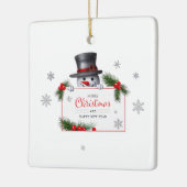 Cheerful Snowman Christmas New Year Greetings セラミックオーナメント (左)