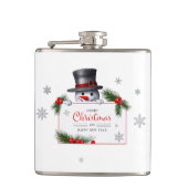 Cheerful Snowman Christmas New Year Greetings フラスク (正面)