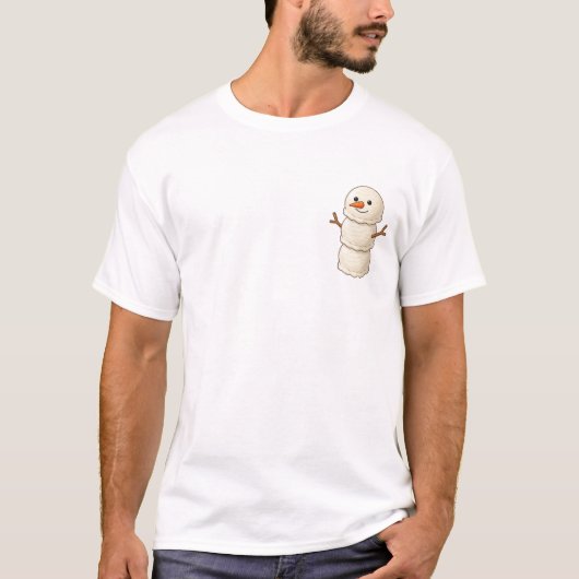Cheerful Snowman Illustration with Carrot Nose Tシャツ (正面)