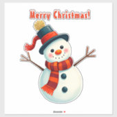 Cheerful Snowman in Winter Landscape シール (シート)