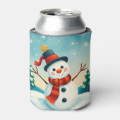 Cheerful Snowman in Winter Landscape 缶クーラー (缶正面)