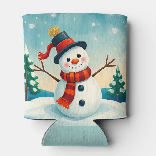Cheerful Snowman in Winter Landscape 缶クーラー (裏面)