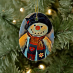 Cheerful Snowman Personalized セラミックオーナメント<br><div class="desc">Add some holiday fun to your loved one's day with this one of a kind Cheerful Snowman Personalized Ceramic Ornament keepsake! A unique Digital Art Print exclusive from the Up On the Mountain Christmas Collection!</div>