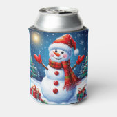 Cheerful Snowman Wearing a Santa Hat 缶クーラー (缶裏面)