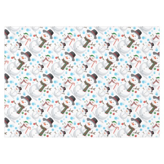 Cheerful Snowmen Christmas Tablecloth テーブルクロス (正面(横))