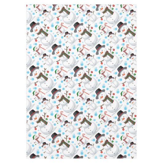 Cheerful Snowmen Christmas Tablecloth テーブルクロス (正面)