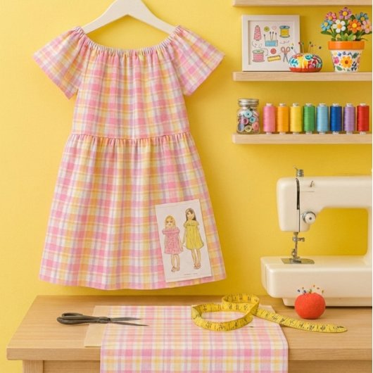 Cheerful Spring Pink Plaid Craft  ファブリック