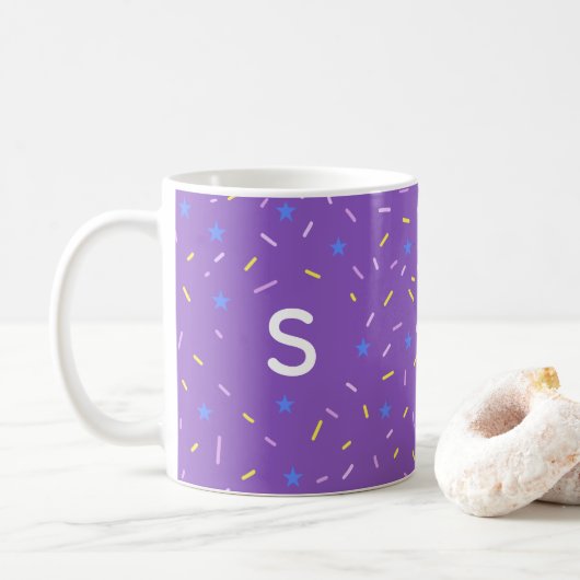 Cheerful Sprinkle Initial Mug コーヒーマグカップ (ドーナツ)