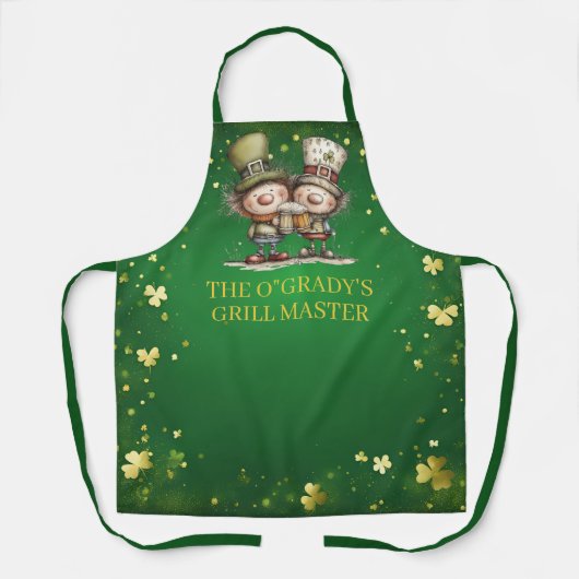 Cheerful St. Patrick’s Day Party Illustration エプロン (正面)