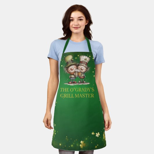 Cheerful St. Patrick’s Day Party Illustration エプロン (着用した状態)