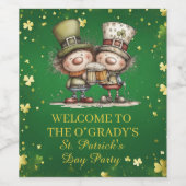 Cheerful St. Patrick’s Day Party Illustration ワインラベル (シングルラベル)