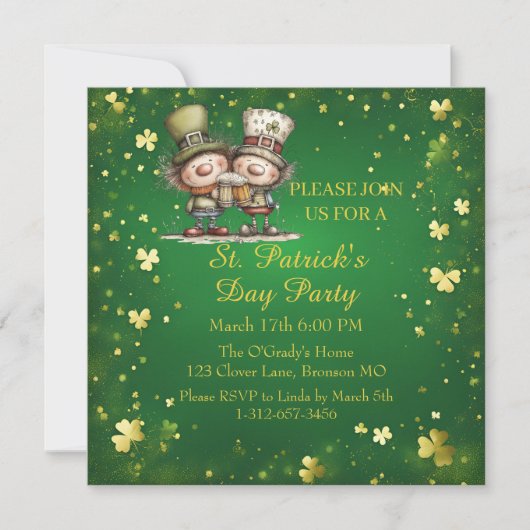 Cheerful St. Patrick’s Day Party Invitation  招待状 (正面)