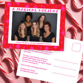 Cheerful Stars Pink Christmas Custom Business シーズンポストカード