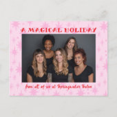 Cheerful Stars Pink Red Christmas Custom Business シーズンポストカード (正面)