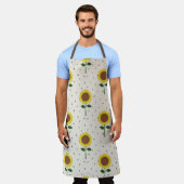 Cheerful Sunflower Pattern Apron | Original Hand-D エプロン (着用した状態)