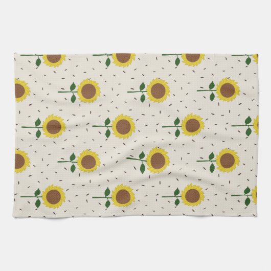 Cheerful Sunflower Pattern Dishtowel キッチンタオル (横)