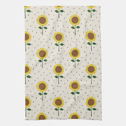 Cheerful Sunflower Pattern Dishtowel キッチンタオル (縦)