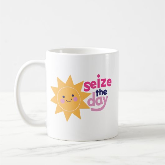 Cheerful Sunshine Motivation Smiling Sun Phrase コーヒーマグカップ (左)