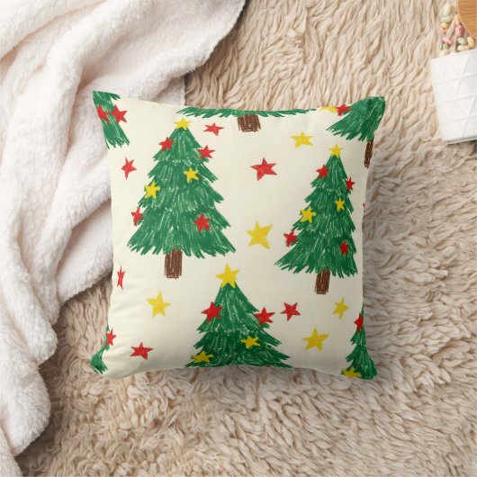 Cheerful Textured Christmas Star Repeating Design クッション (ブランケット)