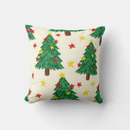 Cheerful Textured Christmas Star Repeating Design クッション