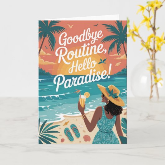 Cheerful Tropical Retirement Card for Woman カード (黄色い花)