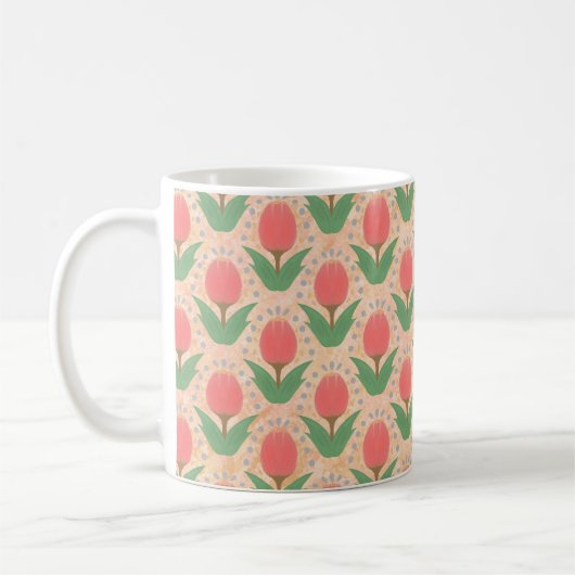 Cheerful Tulips Ceramic Mug コーヒーマグカップ (左)