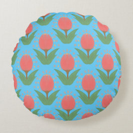 Cheerful Tulips Round Pillow ラウンドクッション