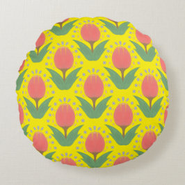 Cheerful Tulips Round Pillow ラウンドクッション