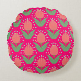 Cheerful Tulips Round Pillow ラウンドクッション