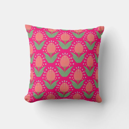 Cheerful Tulips Throw Pillow クッション (正面)