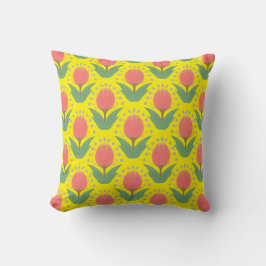 Cheerful Tulips Throw Pillow クッション