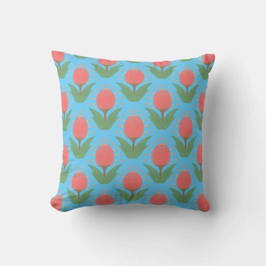 Cheerful Tulips Throw Pillow クッション (正面)
