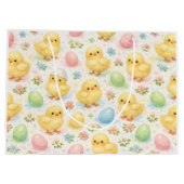 Cheerful Watercolor Chick & Egg Easter Gift Bag ラージペーパーバッグ (裏面)